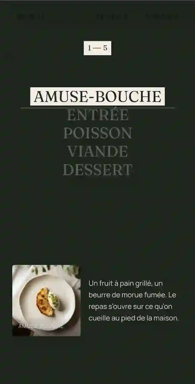 Récolte — the chef's table, mobile version
